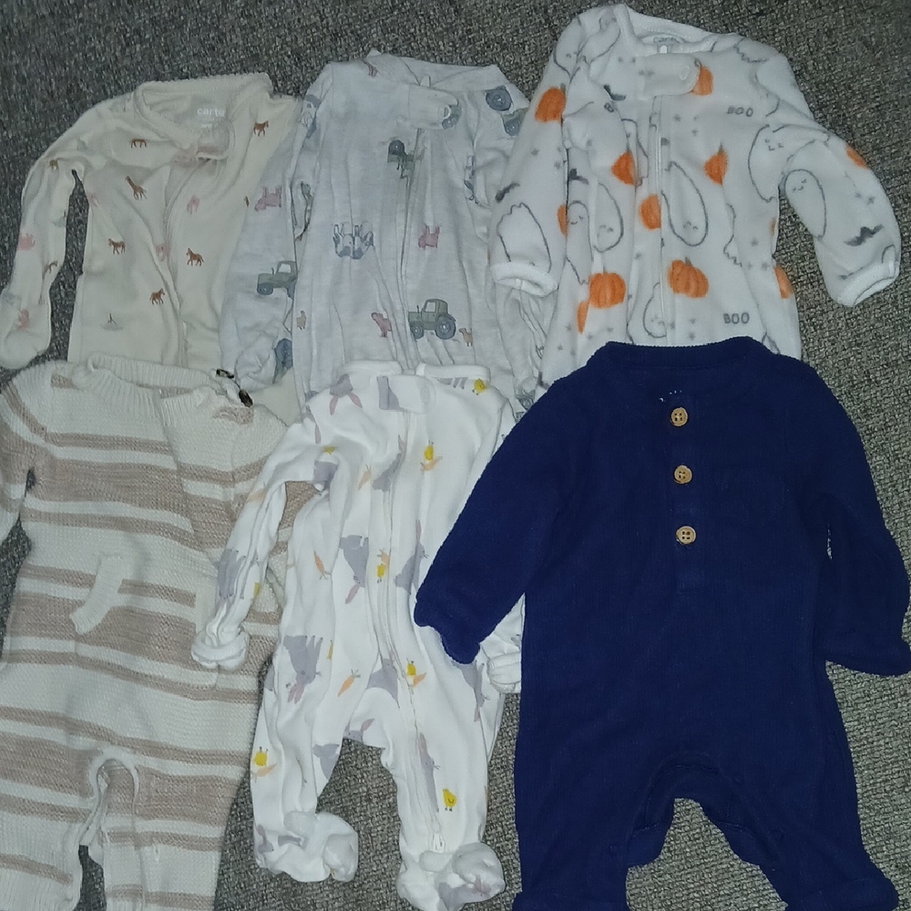 Kids One-Piece Footed Pajama - Navy and Assorted Prints